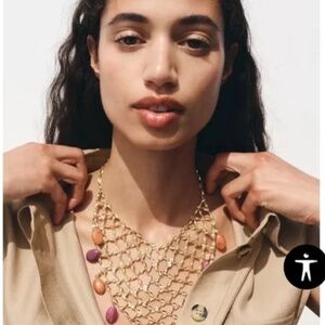 Zara Silver Necklace with Orange and Pink Beads. SOLD OUT⭐️AVAIL IN GOLD TOO
